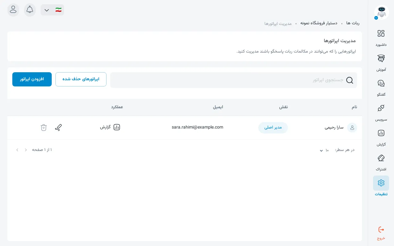 مدیریت اپراتورها